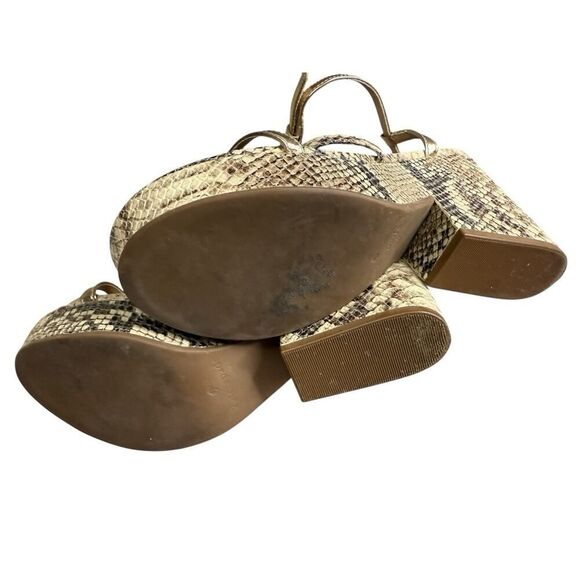 Kate Spade Venezia Snake Print Platform Sandals 7.5M Metallic Leather Italy - Picture 8 of 11